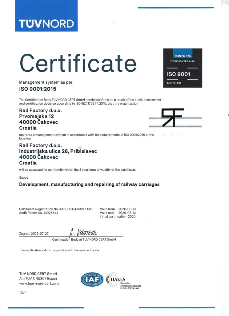 Zertifikat ISO 9001:2015 – Pribislavec